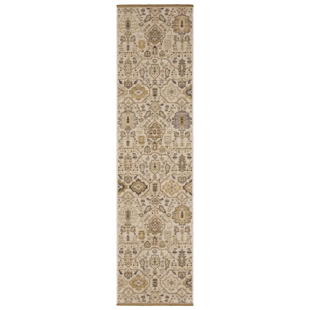 Acacia ACA11 Beige/ Gold Indoor Area Rug - 2'6