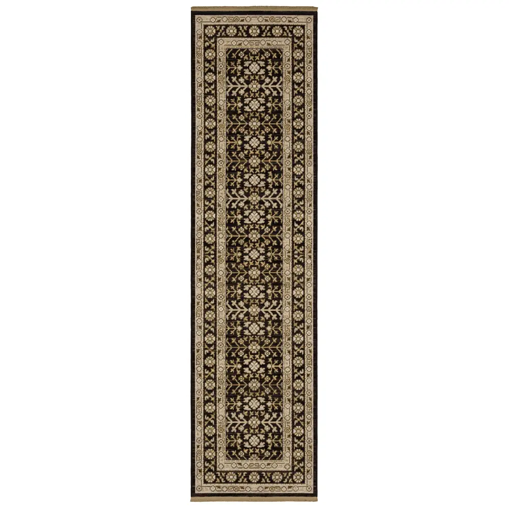 Acacia ACA10 Black/ Beige Indoor Area Rug - 2'6