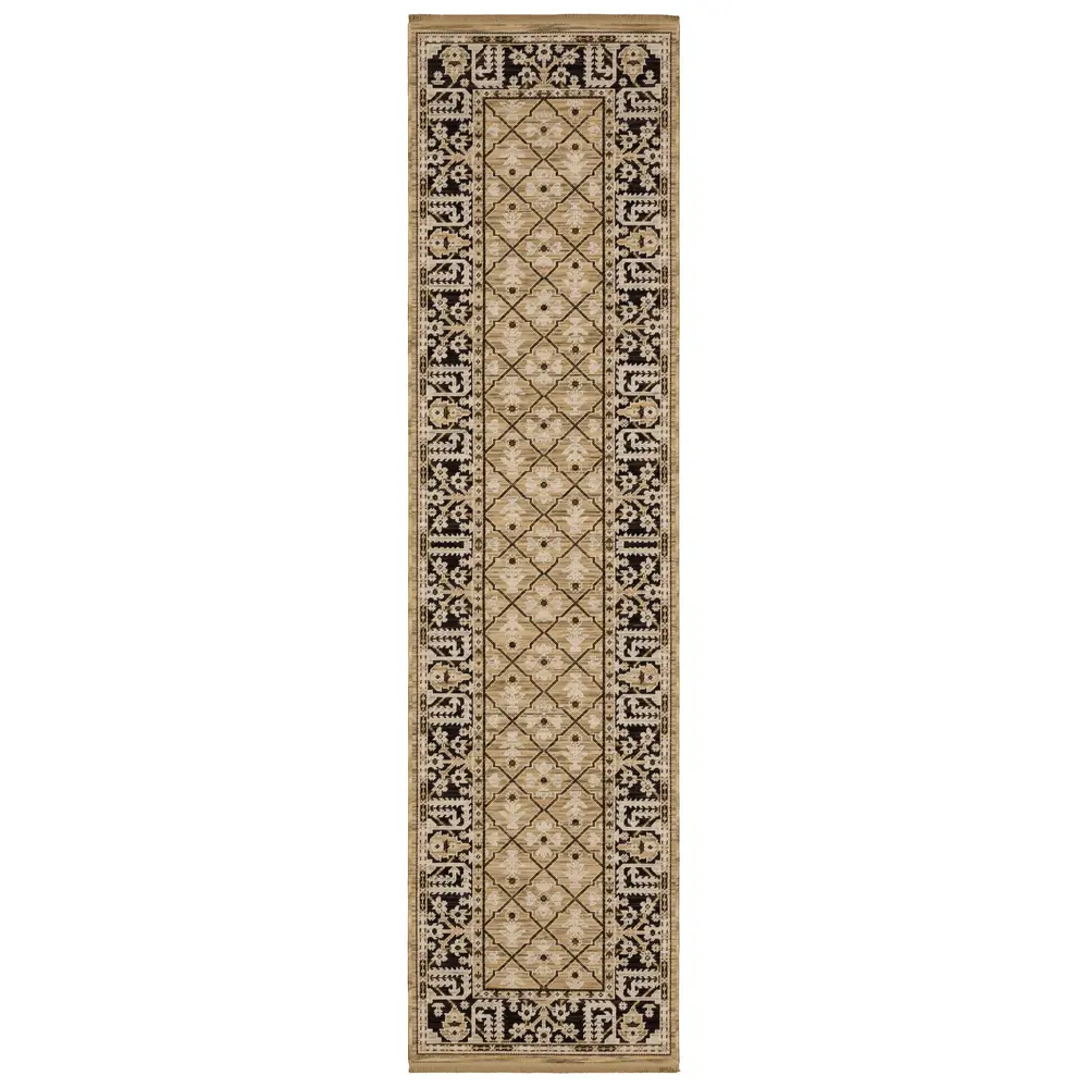 Acacia ACA12 Tan/ Charcoal Indoor Area Rug - 2'6
