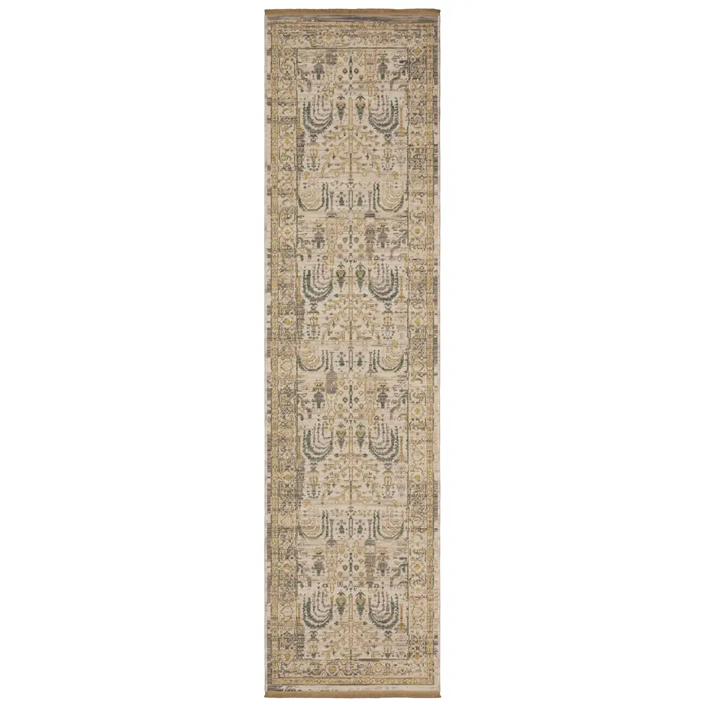 Acacia ACA14 Beige/ Green Indoor Area Rug - 2'6
