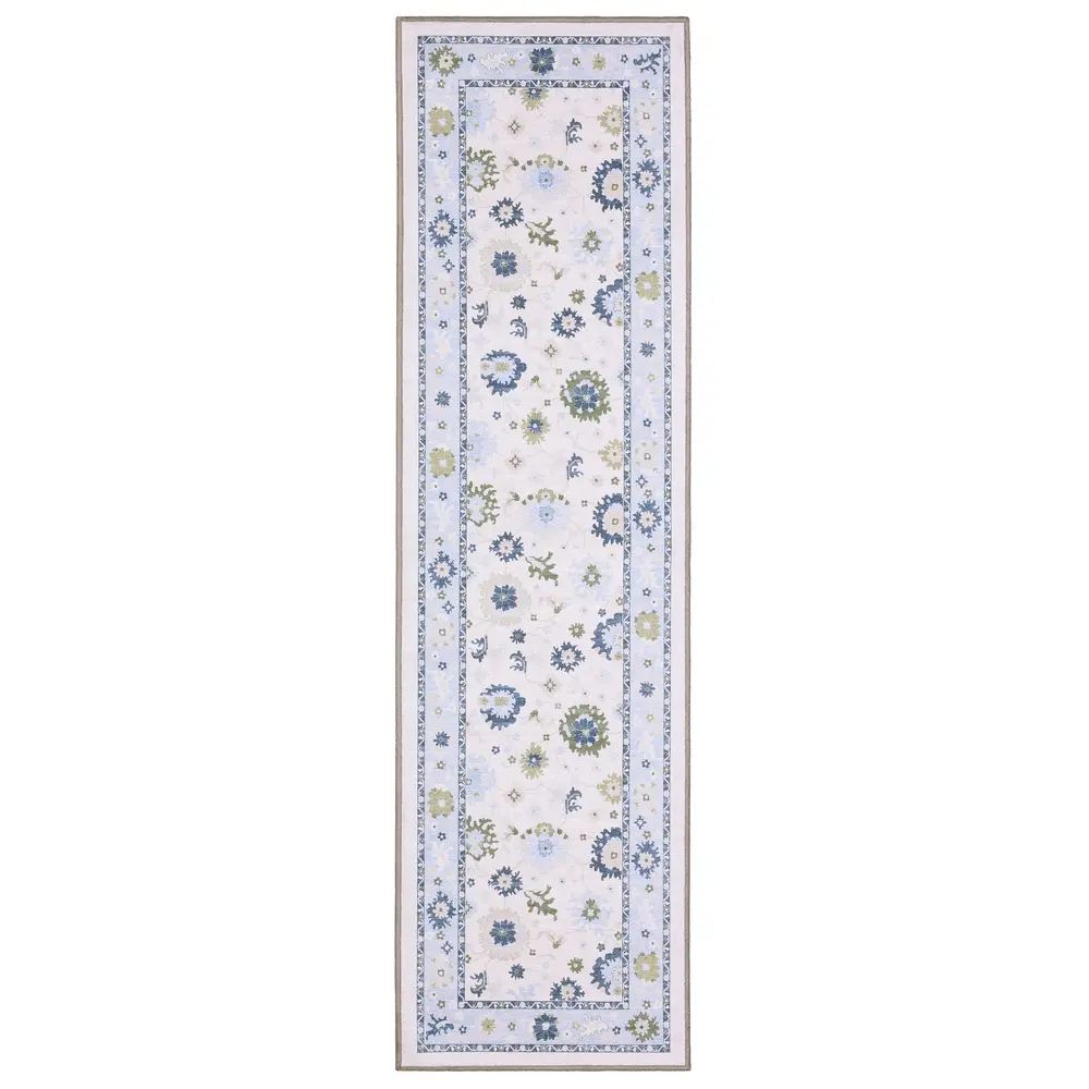 Addison ADD05 White/Blue Indoor Area Rug - 2' x 7'