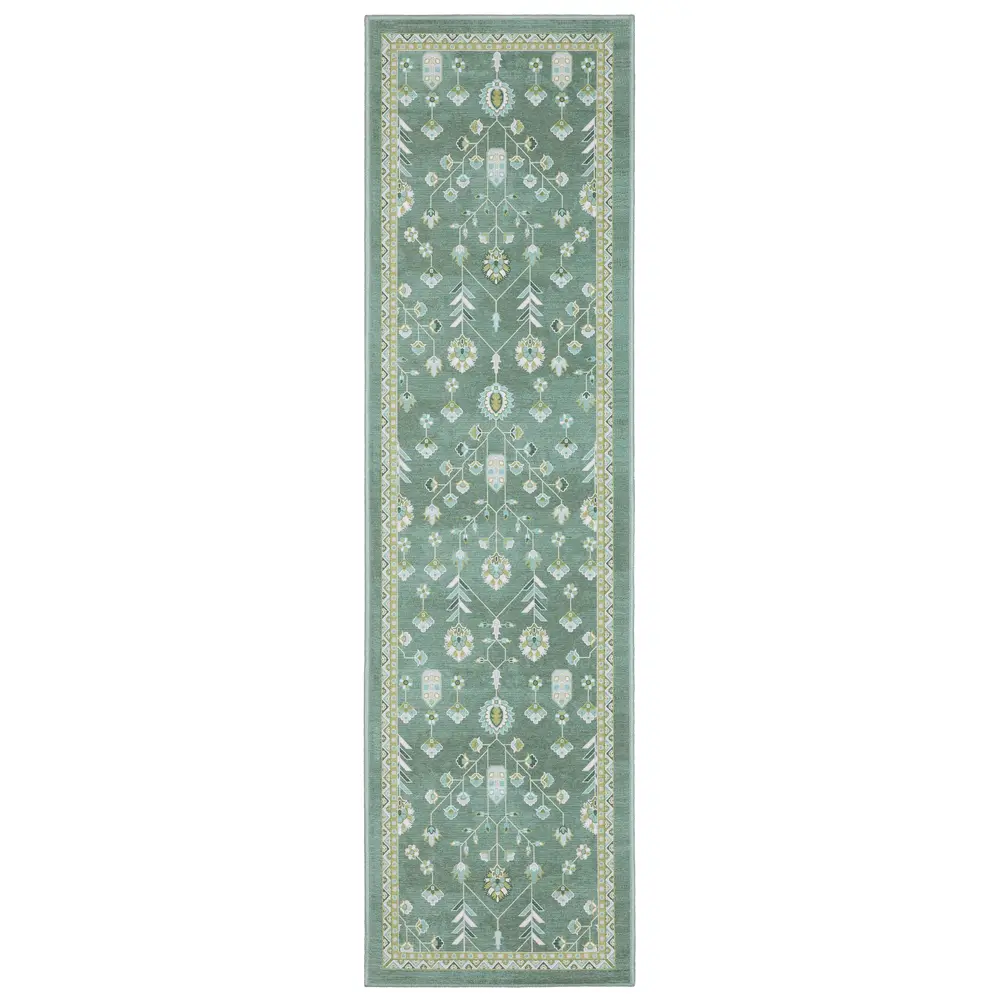 Addison ADD08 Teal/ Green Indoor Area Rug - 2' x 7'