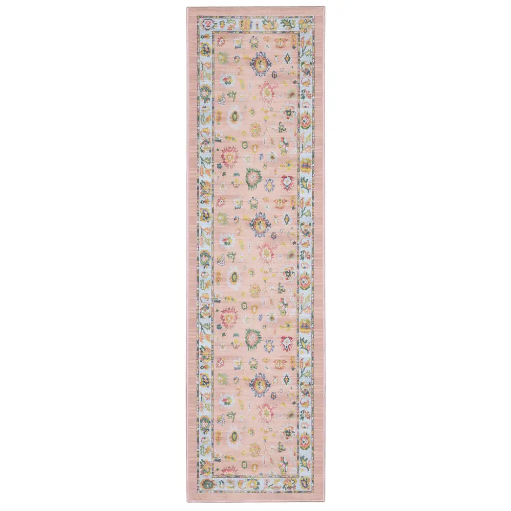 Addison ADD01 Pink/ Blue Indoor Area Rug - 2' x 7'