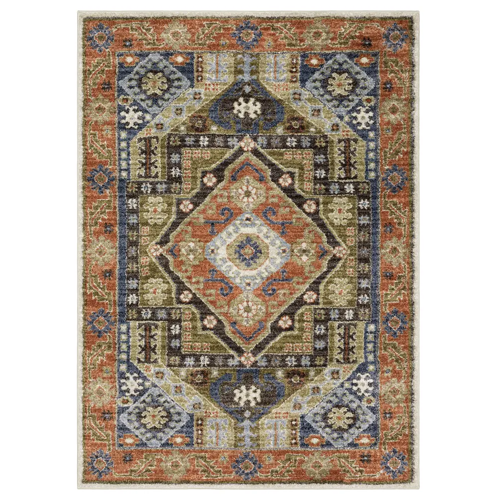 Gemma GEM03 Rust/ Blue Indoor Area Rug - 6'7