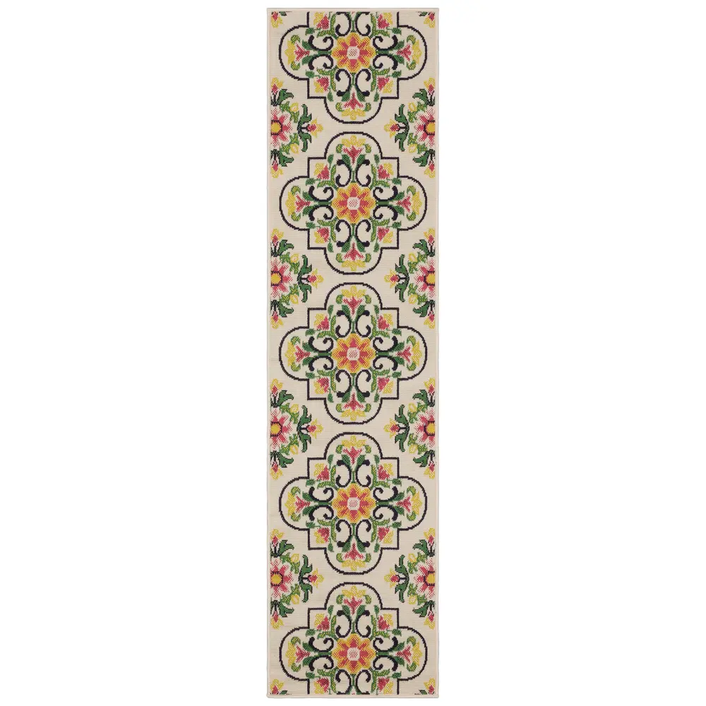 Havana HAV04 Ivory/ Multi Indoor/Outdoor Area Rug - 1'10