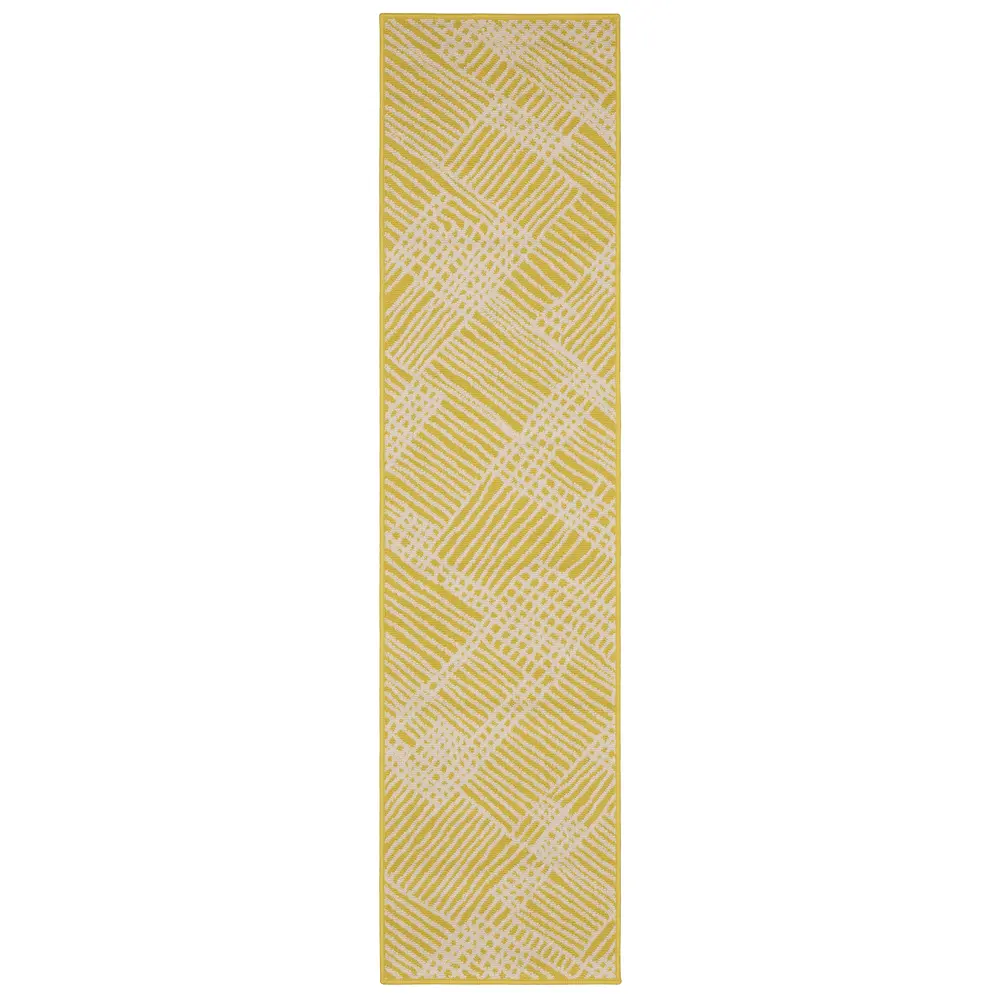 Havana HAV08 Yellow/ Ivory Indoor/Outdoor Area Rug - 1'10
