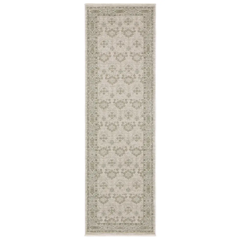 Keaton KEA04 Beige/ Green Indoor Area Rug - 2'3