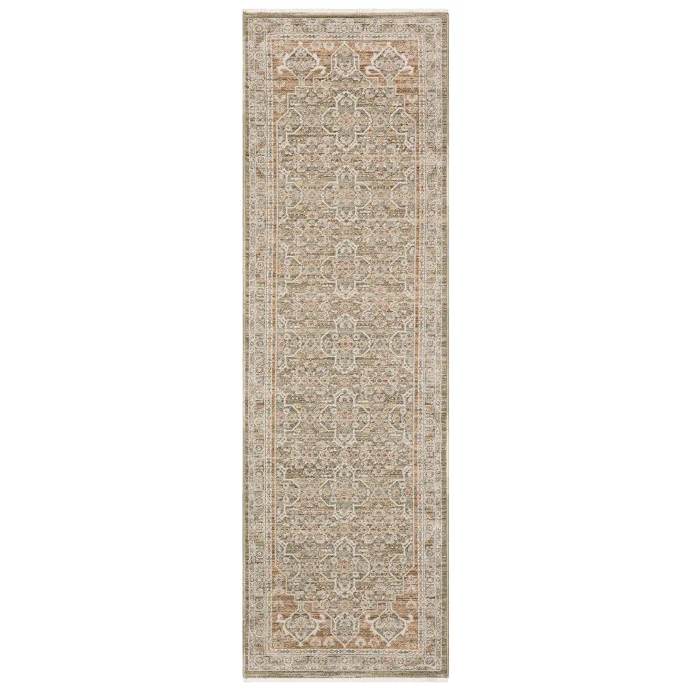Keaton KEA01 Rust/ Green Indoor Area Rug - 2'3