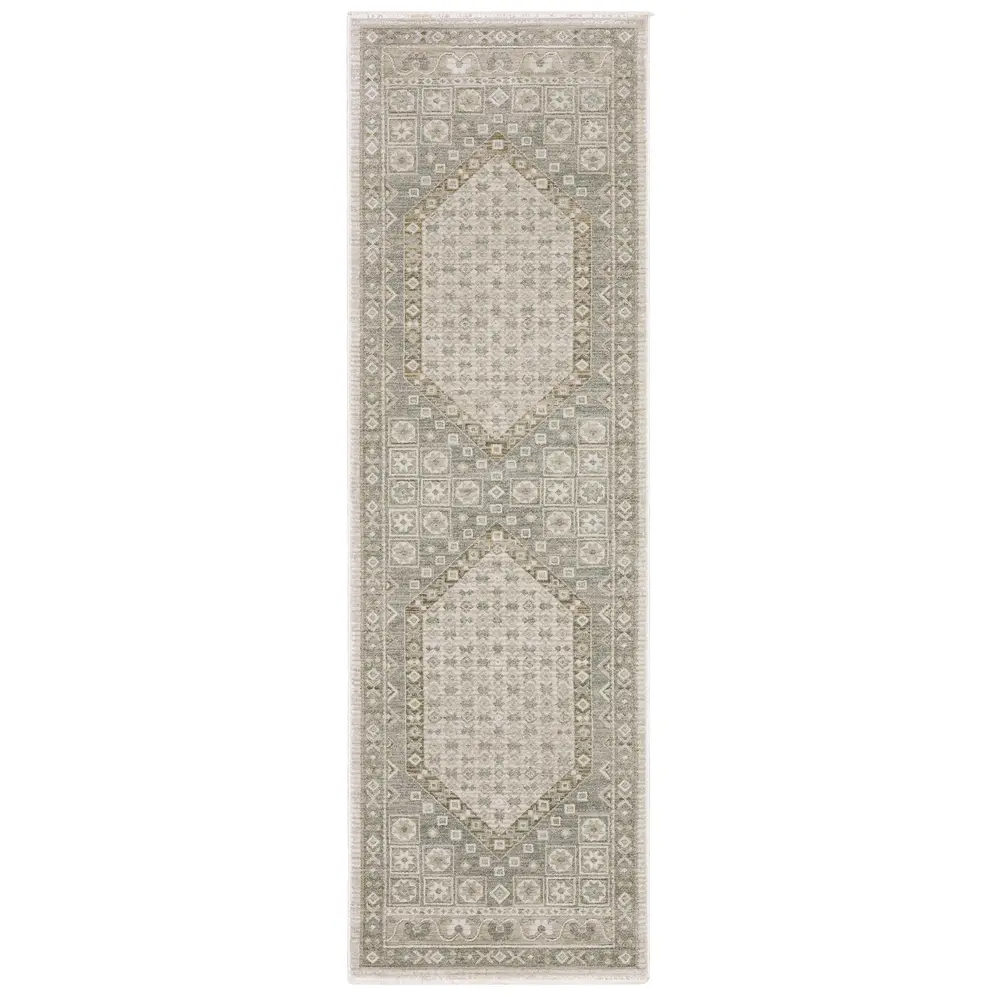 Keaton KEA08 Beige/ Green Indoor Area Rug - 2'3