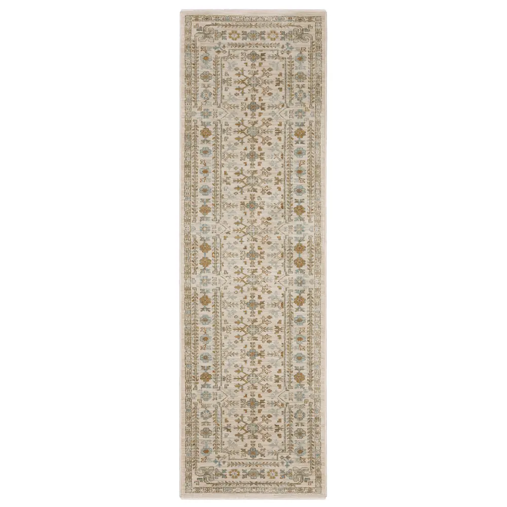 Maeve MAE01 Ivory/ Teal Indoor Area Rug - 2'3
