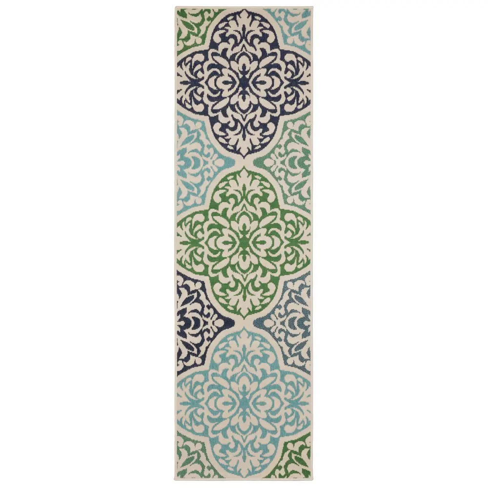 Meridian 4266L Blue/ Green Indoor/Outdoor Area Rug - 2'3