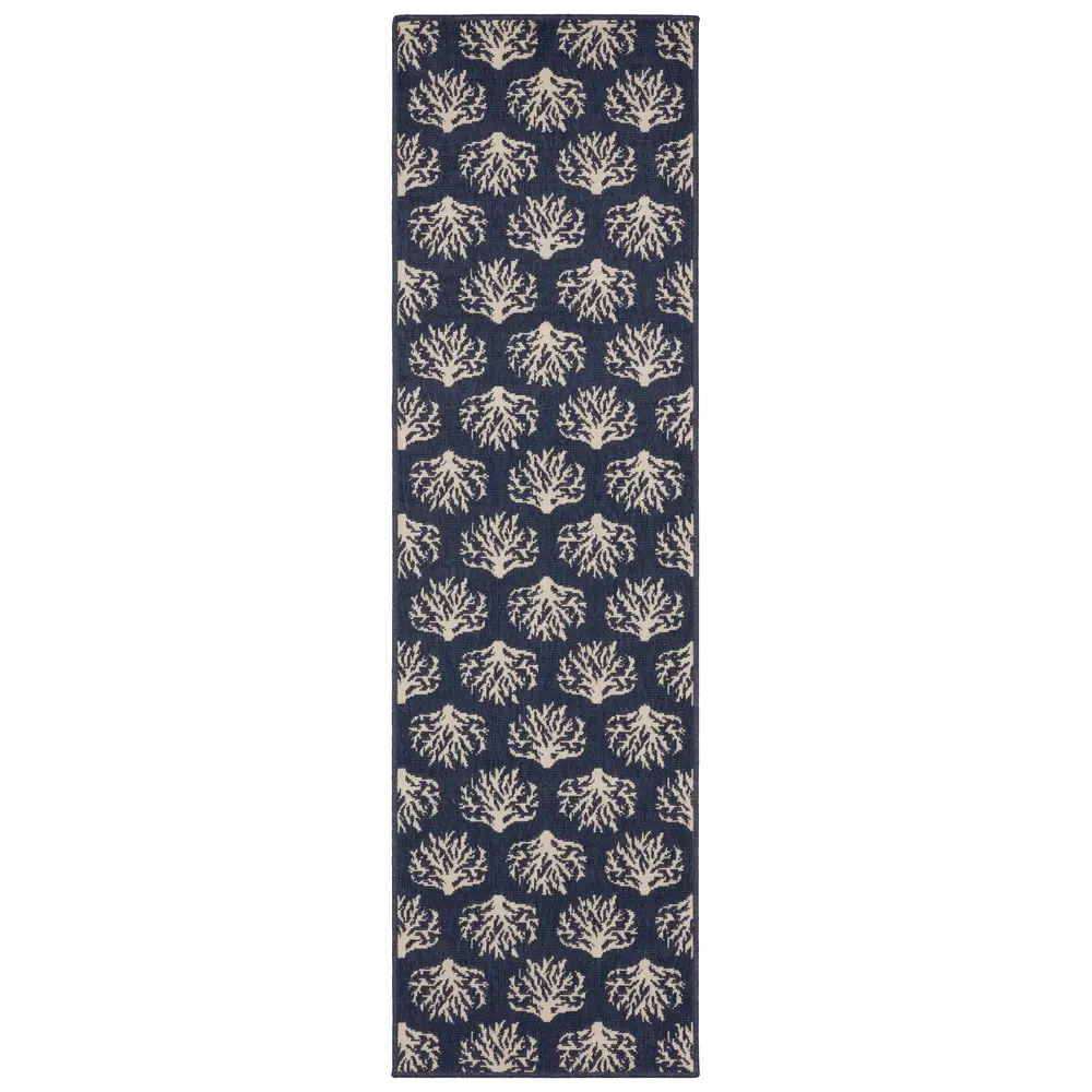 Meridian 7420A Navy/ Ivory Indoor/Outdoor Area Rug - 2'3