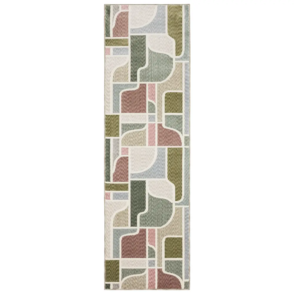 Tisdell TIS02 Green/ Multi Indoor Area Rug - 2'3