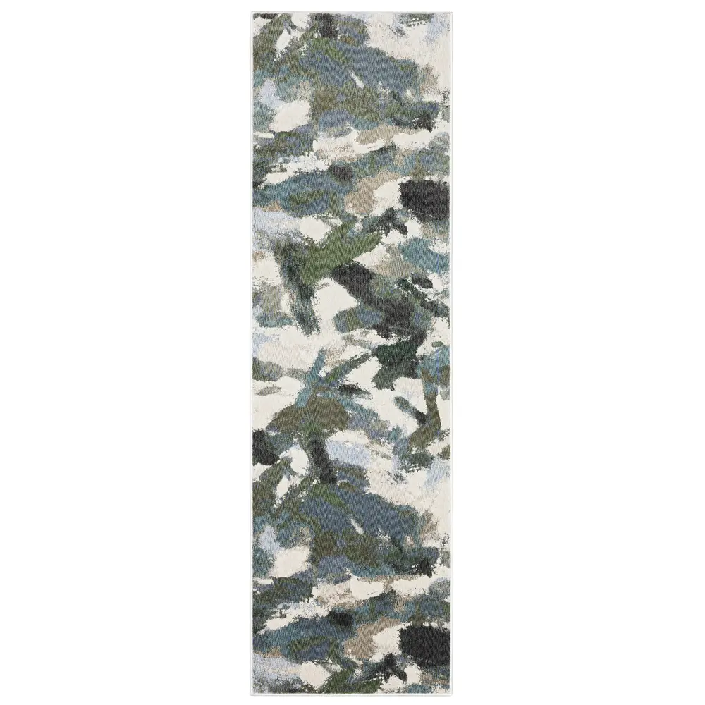 Tisdell TIS04 Blue/ Green Indoor Area Rug - 2'3