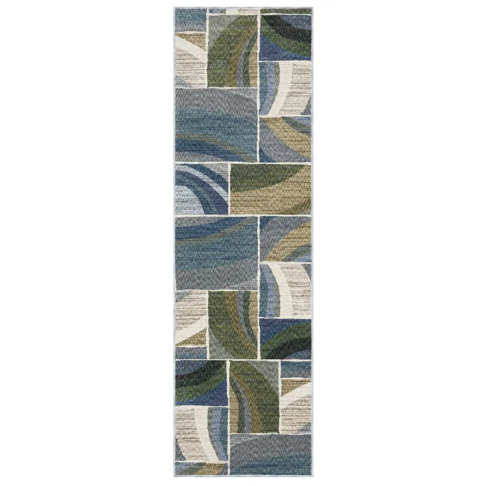 Tisdell TIS06 Blue/ Green Indoor Area Rug - 2'3