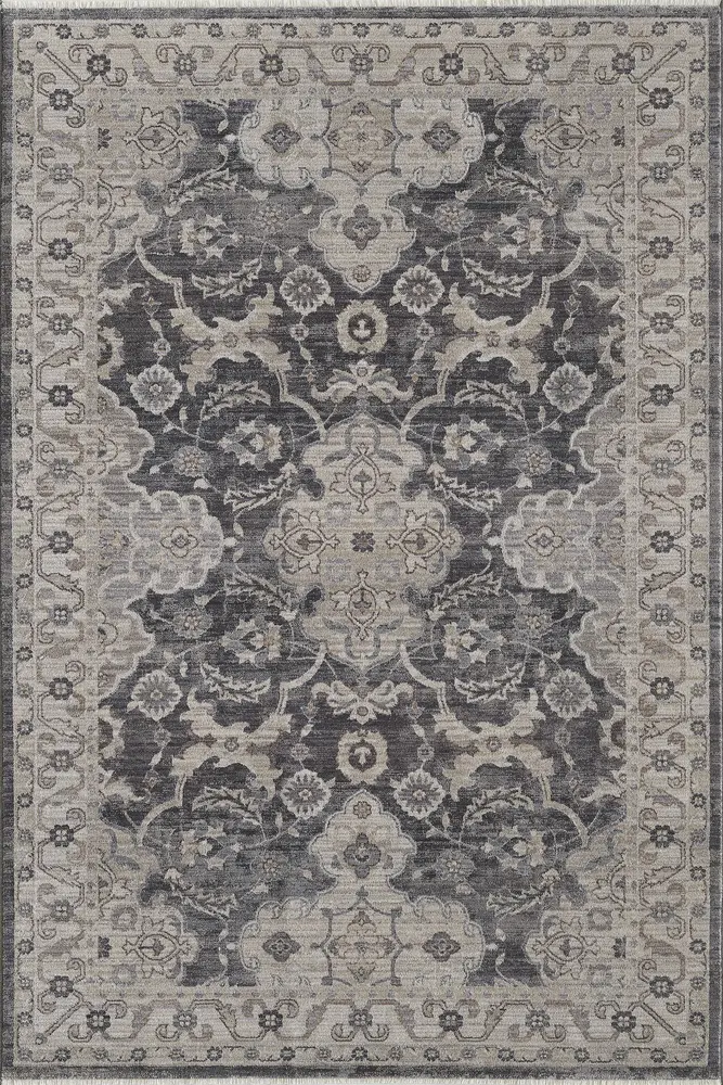 Adele 8800 Grey Ivory Sofia Machine Woven Performance Area Rug