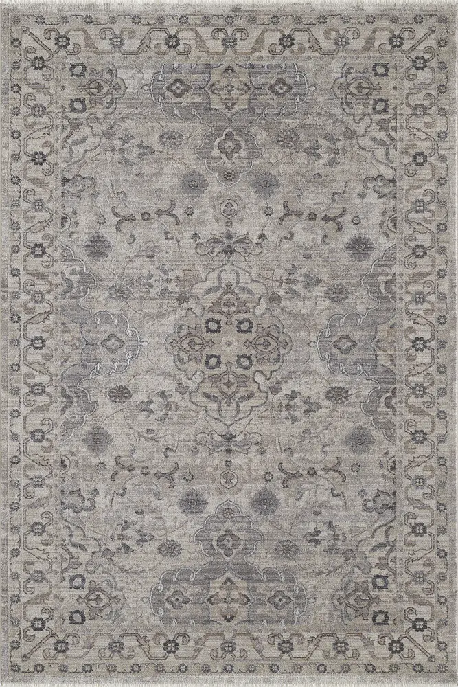 Adele 8801 Ivory Grey Amelia Machine Woven Performance Area Rug
