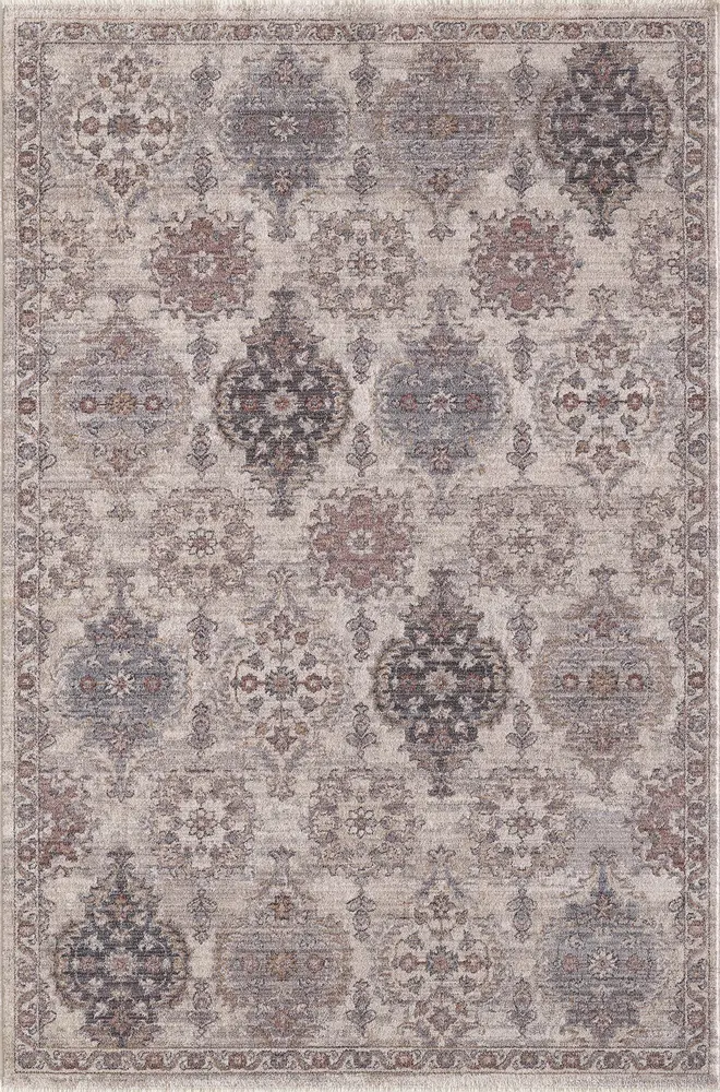 Adele 8806 Ivory Mosaic Machine Woven Performance Area Rug