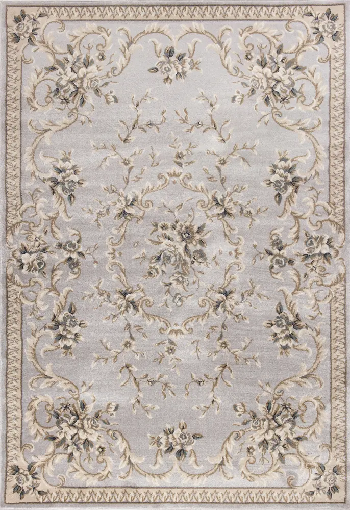 Avalon 5604 Light Grey Aubusson Machine Woven Performance Area Rug