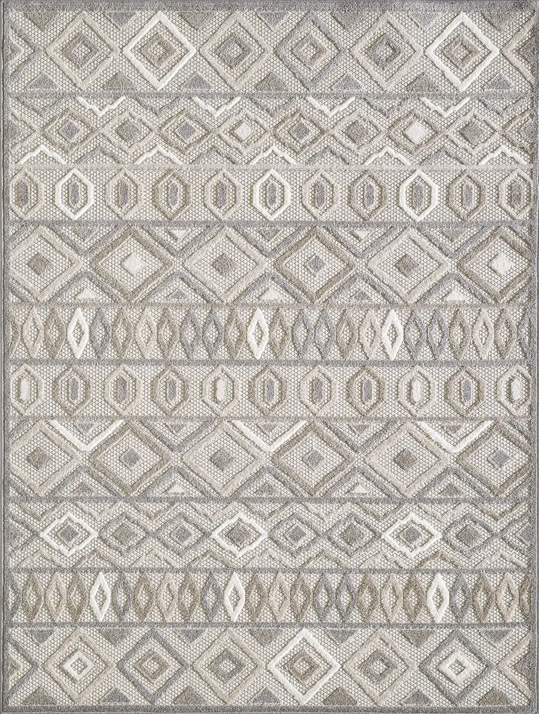 Calla 6925 Grey Aztec Machine Woven Performance Area Rug