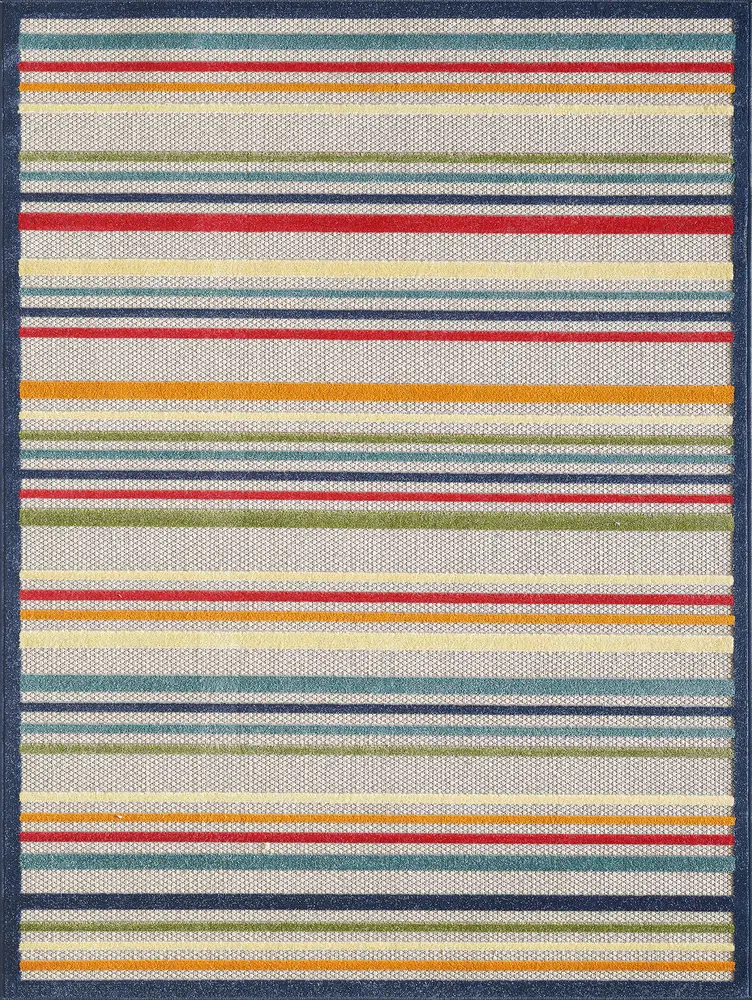 Calla 6927 Ivory/Multi Stripes Machine Woven Performance Area Rug