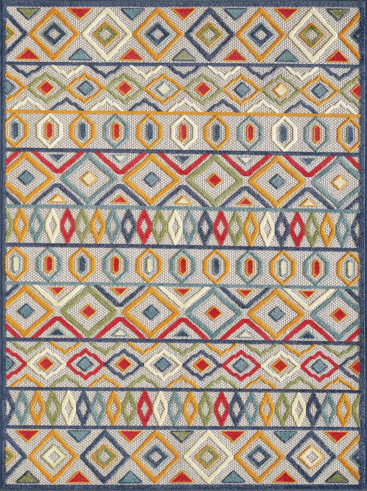 Calla 6928 Ivory/Multi Aztec Machine Woven Performance Area Rug