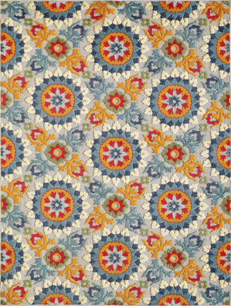 Calla 6931 Ivory/Multi Manor Machine Woven Performance Area Rug