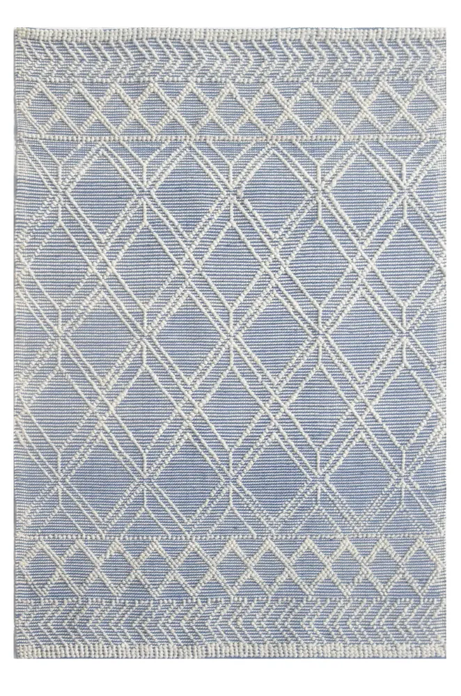 Chloe 7724 Blue Ivory Geo Handwoven Performance Area Rug