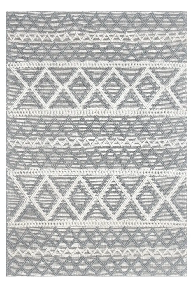 Chloe 7725 Grey Ivory Boho Handwoven Performance Area Rug