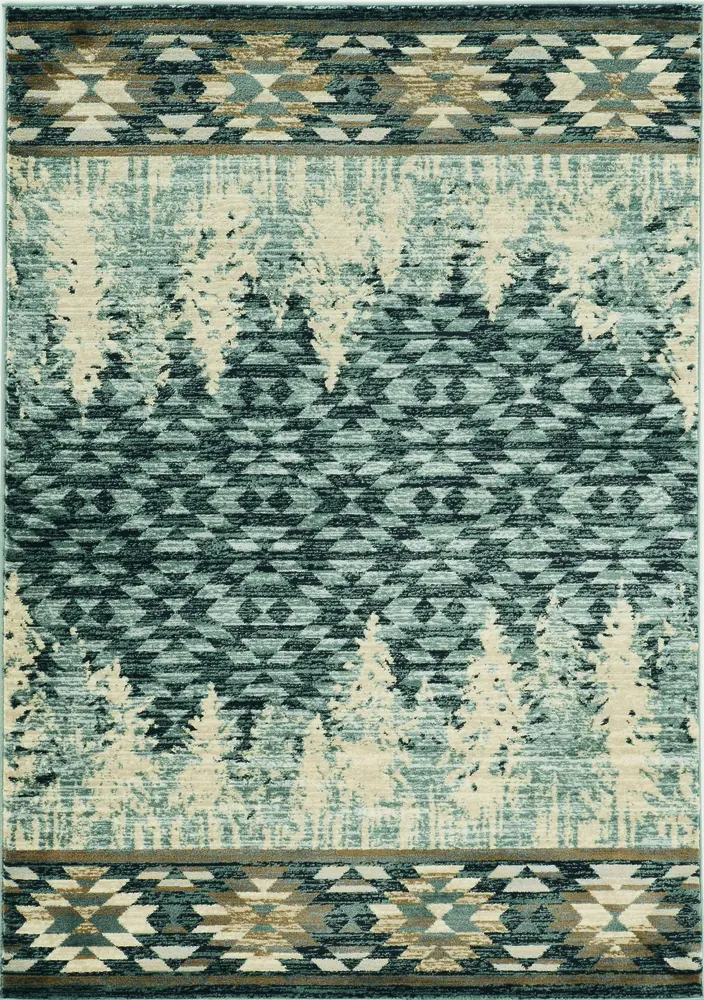 Chester 5636 Slate Blue Pines Machine Woven Performance Area Rug