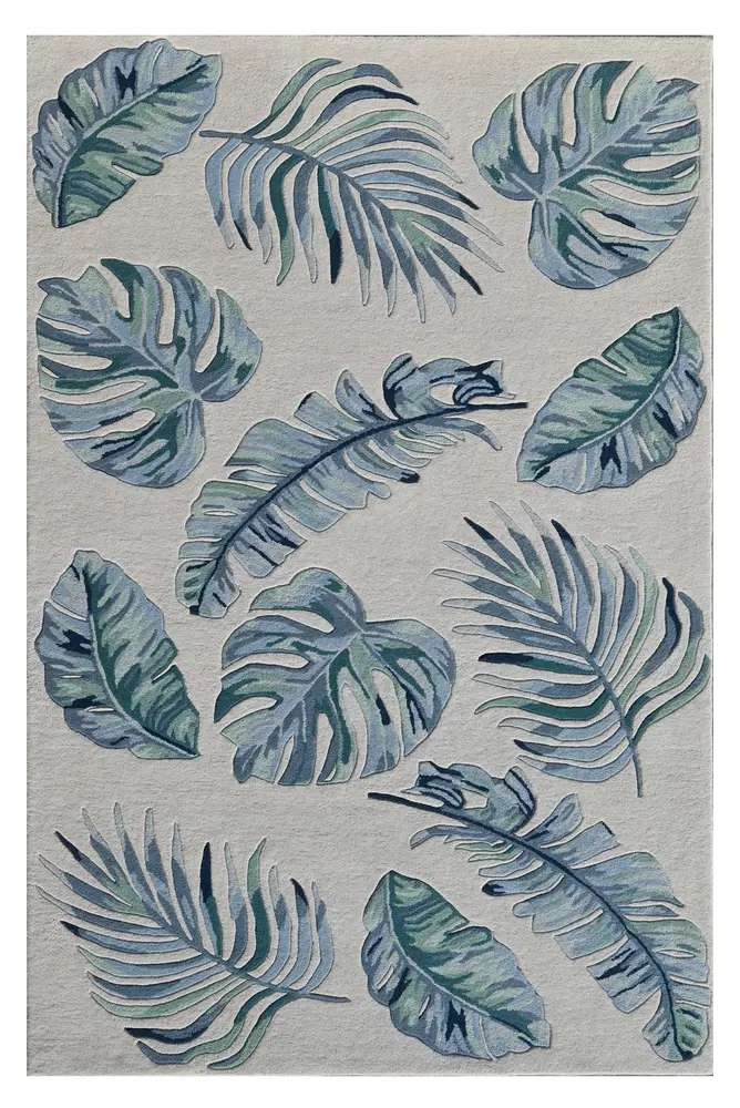 Cove 3005 Ivory/Blue Leaves Hand Tufted Area Rug