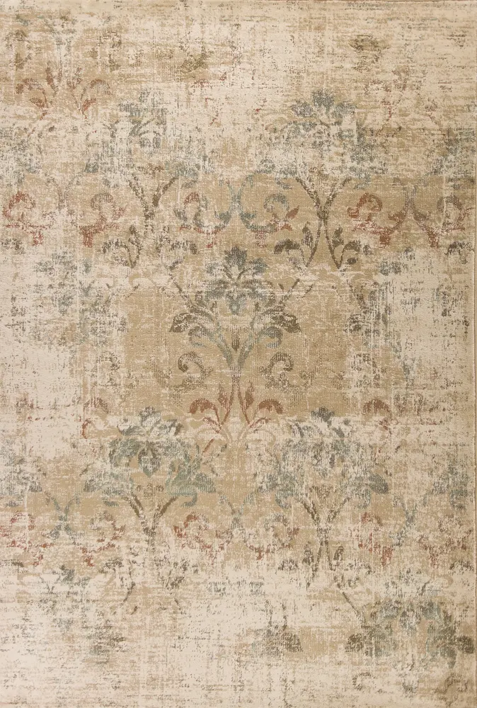 Heritage 9351 Champagne Damask Machine Woven Performance Area Rug
