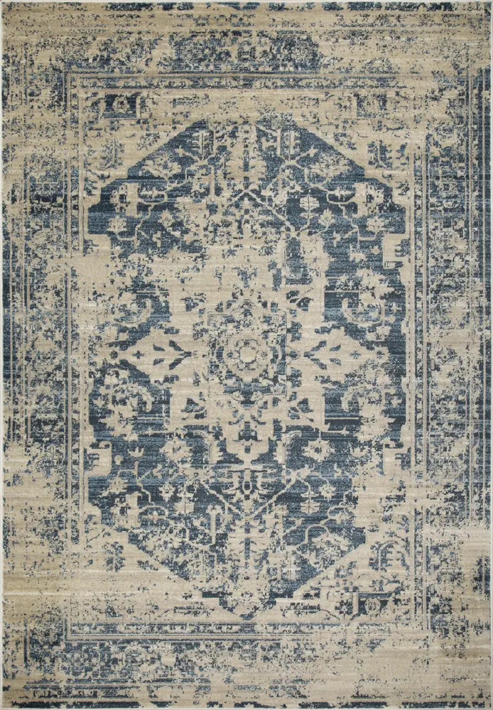 Heritage 9367 Ivory/Blue Elegance Machine Woven Performance Area Rug