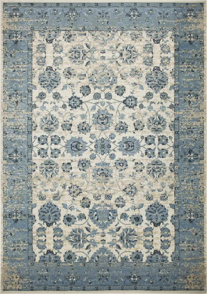 Heritage 9368 Ivory/Blue Traditions Machine Woven Performance Area Rug