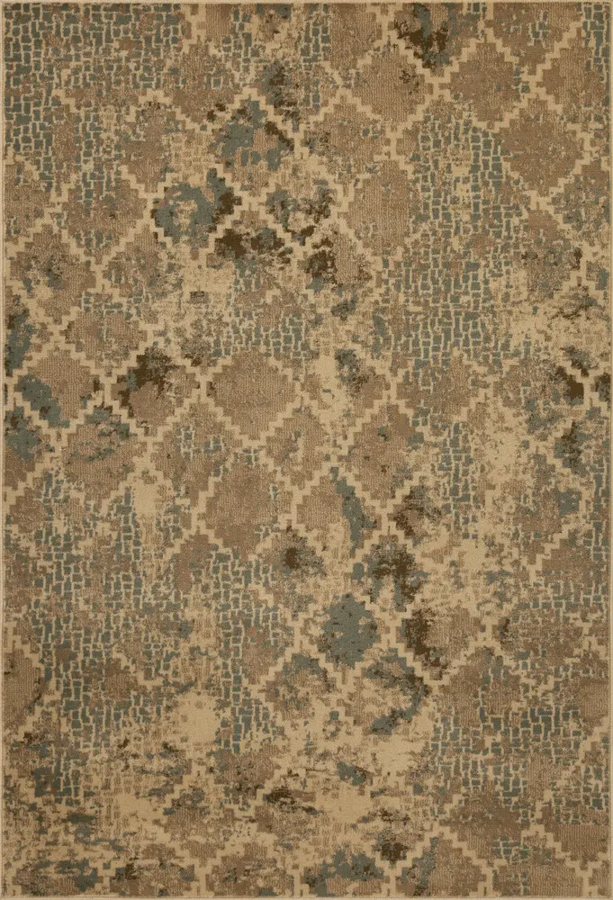 Heritage 9376 Ivory/Blue Trellis Machine Woven Performance Area Rug