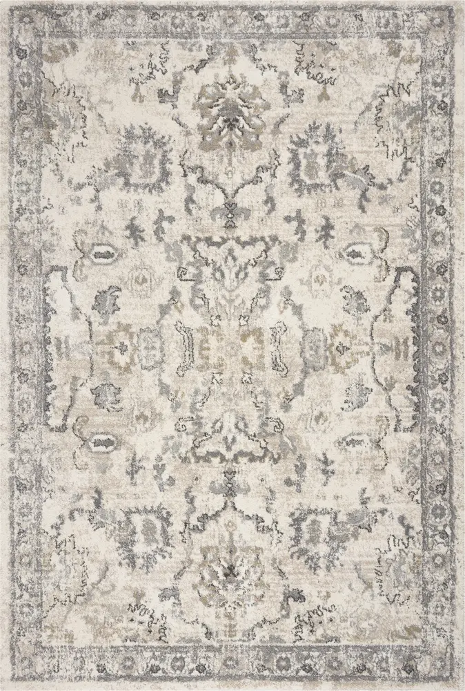 Hue 4707 Ivory Farrah Machine Woven Performance Area Rug