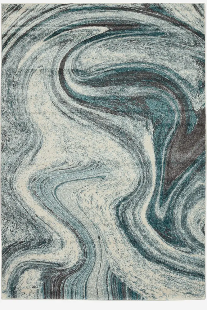 Illusions 6226 Teal Contempo Machine Woven Performance Area Rug