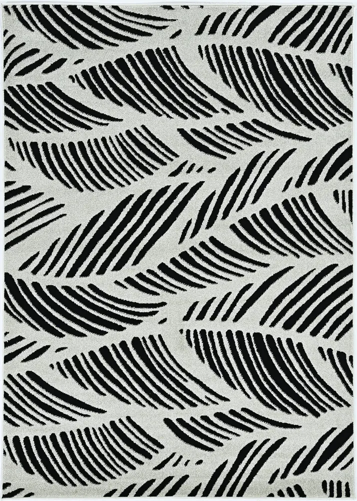 Lucia 2770 Black/White Folia Machine Woven Performance Area Rug
