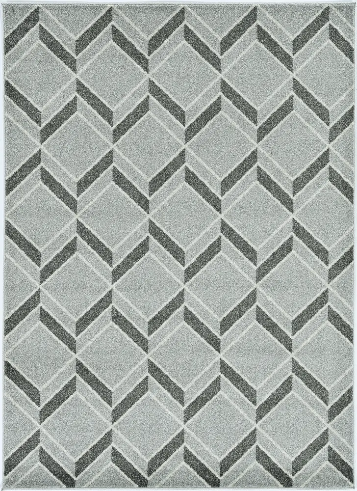 Lucia 2772 Grey Herringbone Machine Woven Performance Area Rug