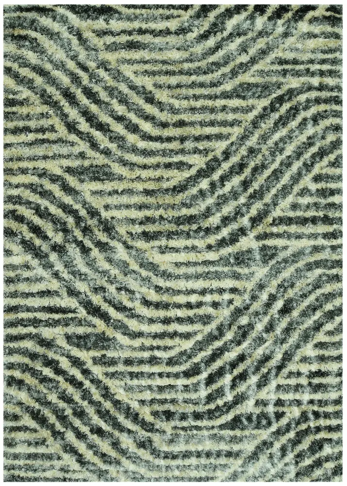 Merino 6715 Charcoal Waves Machine Woven Performance Area Rug
