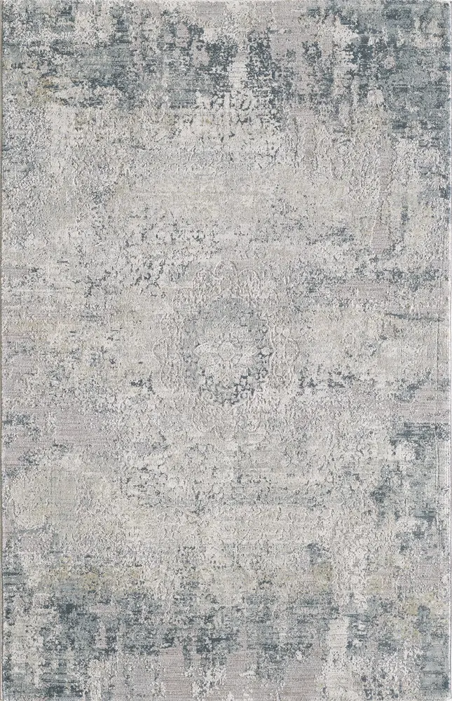 Peyton 4006 Grey Blue Medallion Machine Woven Performance Area Rug