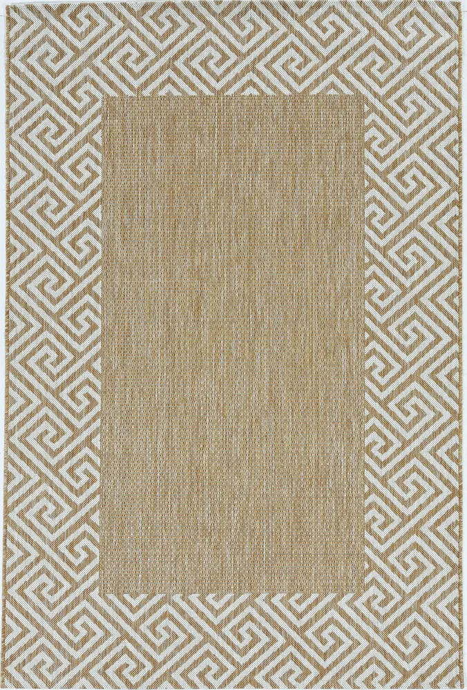 Provo 5766 Natural Greek Key Machine Woven Performance Area Rug