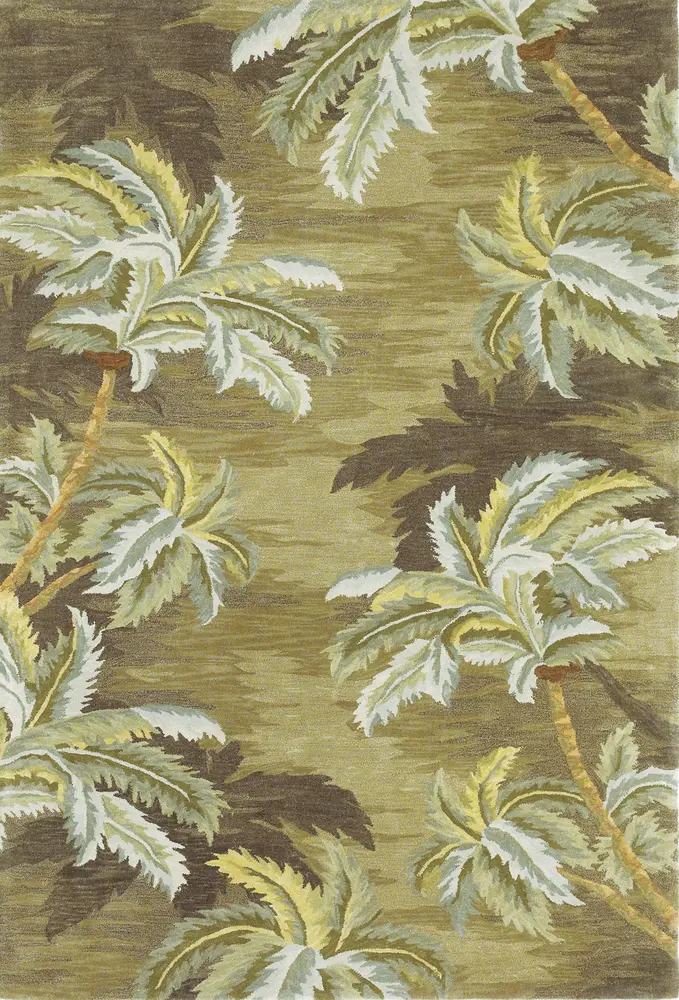 Sparta 3102 Moss Palm Trees Hand Tufted Area Rug