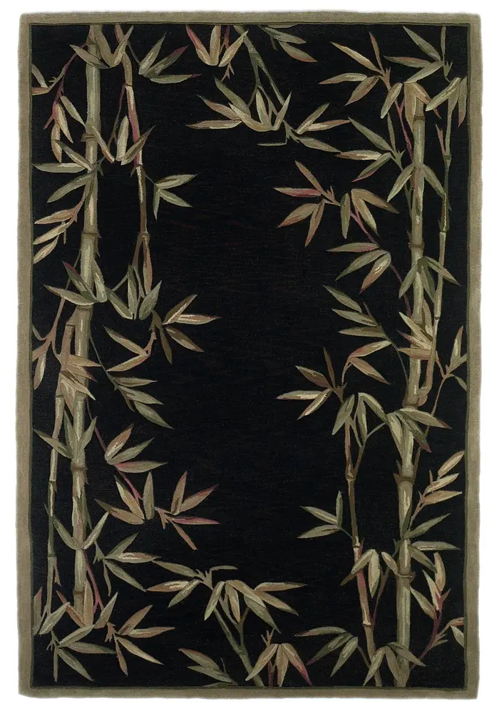 Sparta 3147 Black Bamboo Border Hand Tufted Area Rug