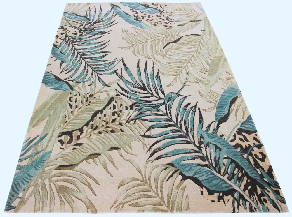 Sparta 3183 Ivory/Blue Leopard Hand Tufted Area Rug