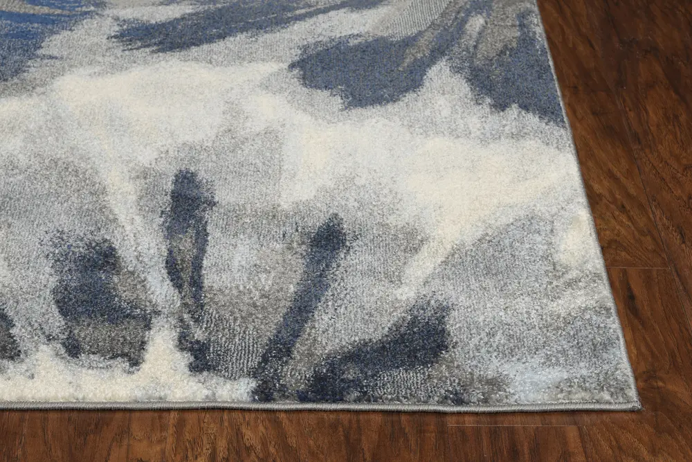 Stella 6265 Ivory Blue Splash Machine Woven Performance Area Rug