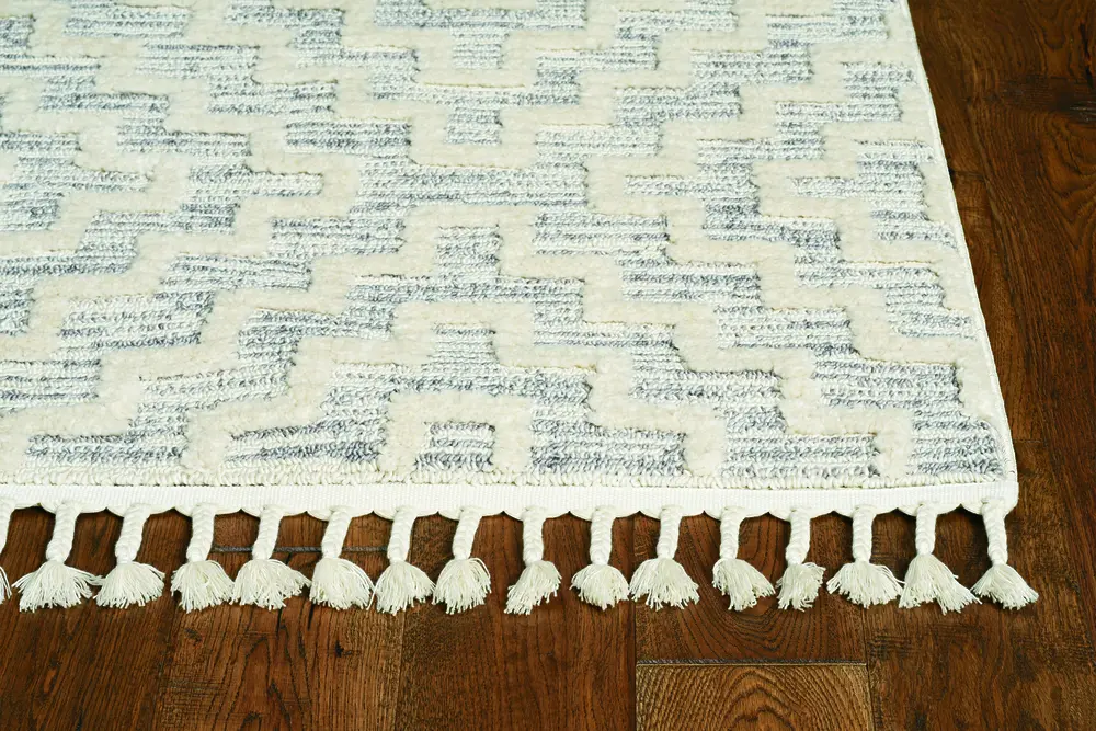 Willow 1104 Ivory Grey Geo Machine Woven Performance Area Rug