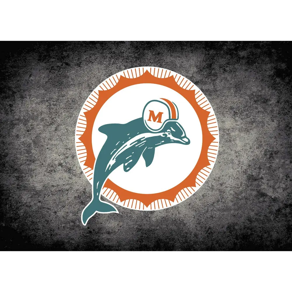 Vintage Miami Dolphins 4x6 Distressed Rug