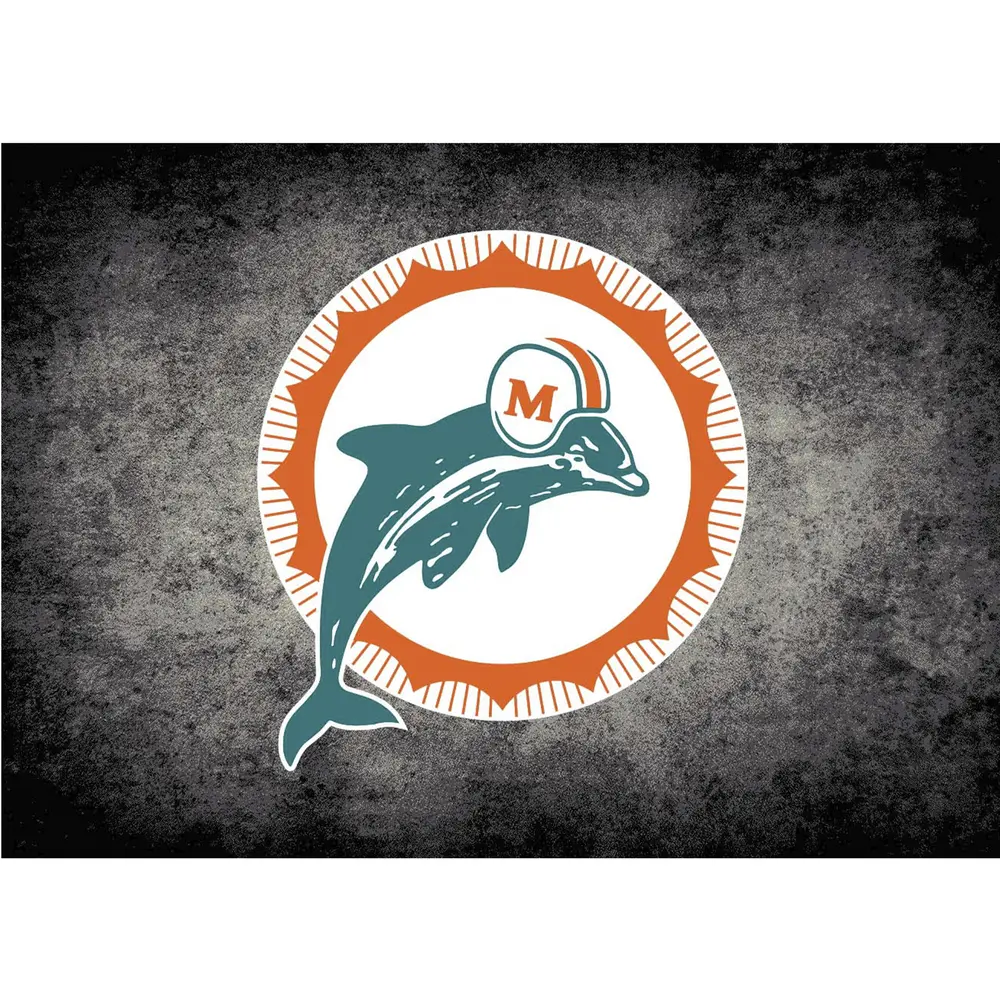 Vintage Miami Dolphins 8x11 Distressed Rug
