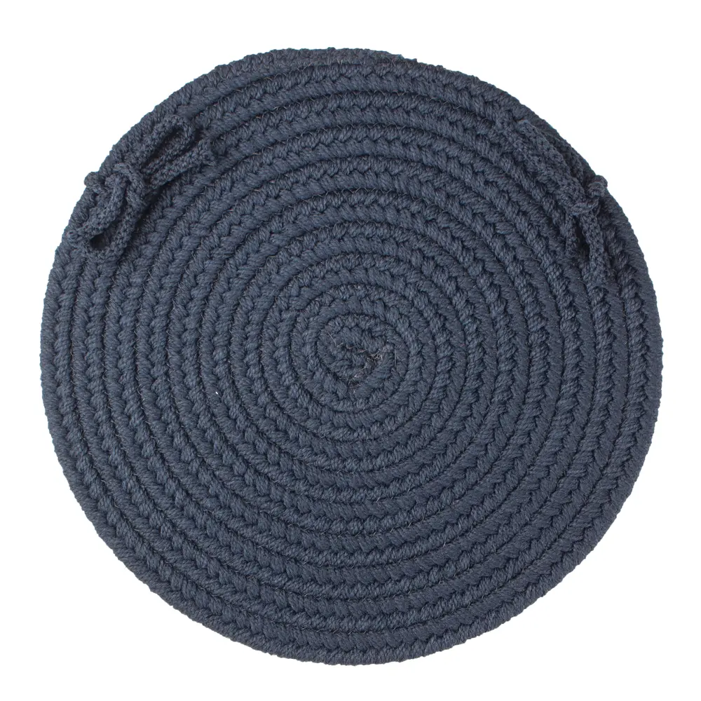 Solid Poly Braided Area Rugs Navy